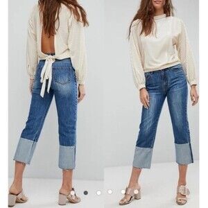 EVIDNT LOS ANGELES  Reverse Cuff Cropped  Jeans 24
